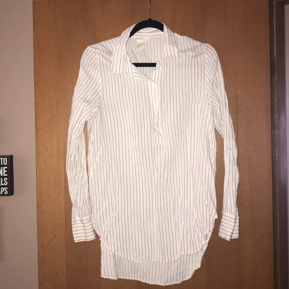 H &M white striped blouse